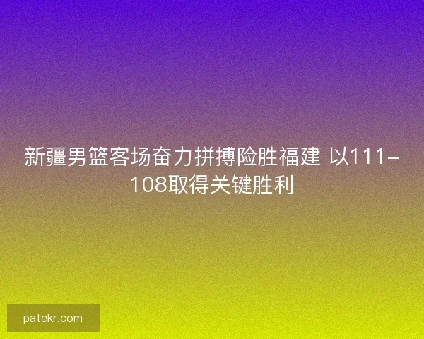 新疆男篮客场奋力拼搏险胜福建 以111-108取得关键胜利